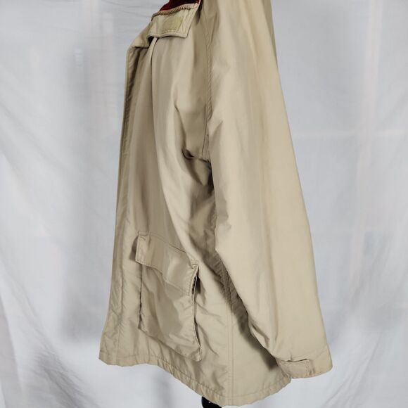 Lands End Barn Coat Mens XL Tan Zip Made in USA Flannel Lined Jacket Outerwear - Picture 10 of 13